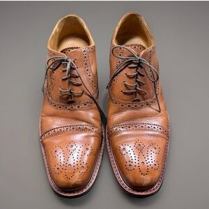 Broletto Wingtip Oxford Shoes Men’s 10 Almond Toe Brown Leather Lace Up Italy